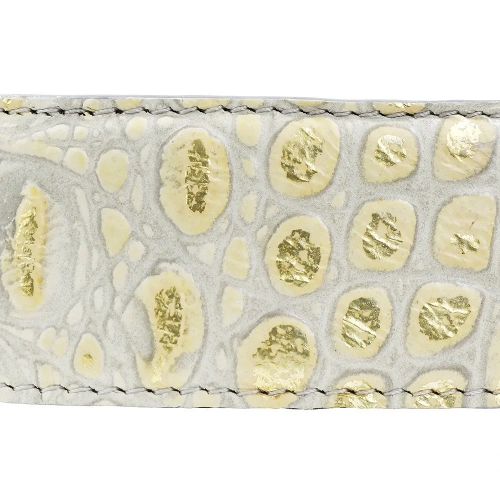 Ostler Equestrian Cavaletti Contour Belt Honey Crocodile Embossed Gold Hardware